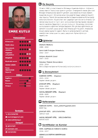Kaptan Örnek cv indir